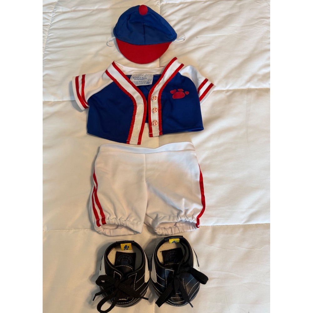 Build-A-Bear Baseball Outfit Plush OS Blue great Jersey Hat Pants Shoes Set